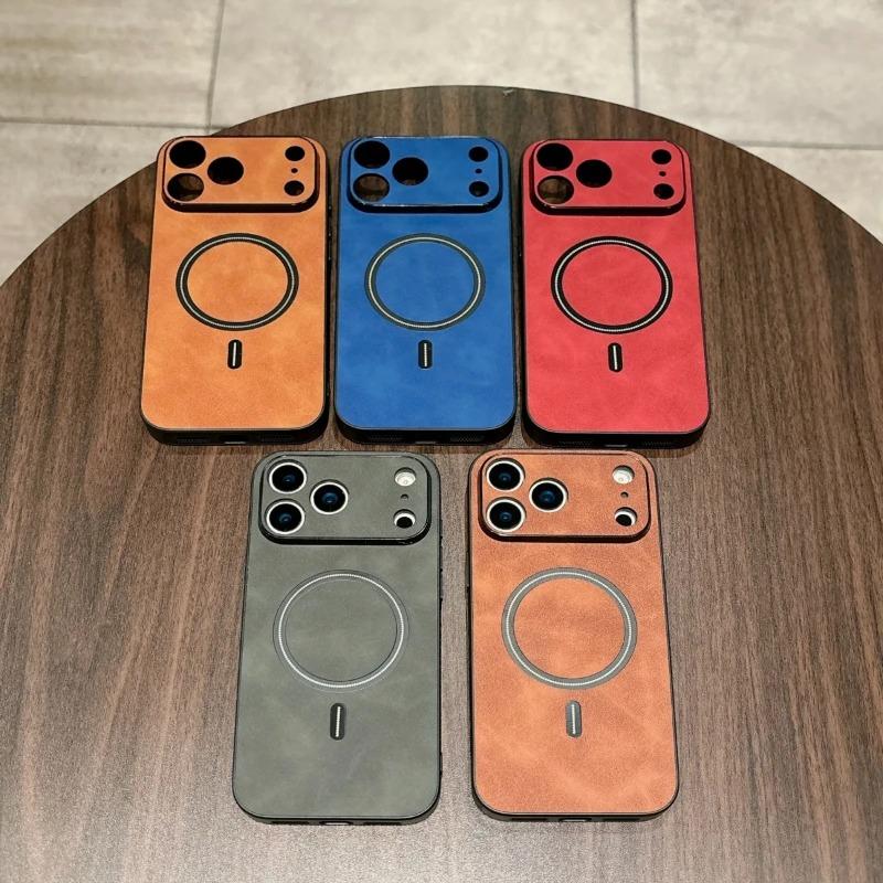Retro Matte Leather For Magsafe Magnetic Phone Case for iPhone 17 Air 16 15 14 13 12 11 Pro Max Plus Comfortable Back Cover Capa