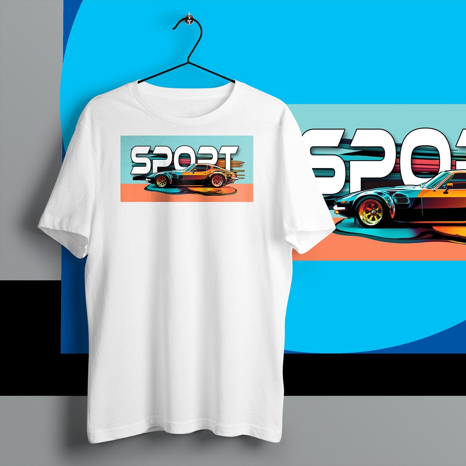 Sports Car T-Shirt: Automotive Art, Motown Muscle Car 4XL