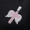 Alloy Necklace Men Trend Cross Angel Wings Pendant, Stylish Full Rhinestone Cool Hip Hop Jewelry