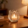 4Pcs Clear Glass Tulip Tealight Holders Elegant Votive Holder Set for Wedding Table Centerpiece Valentines