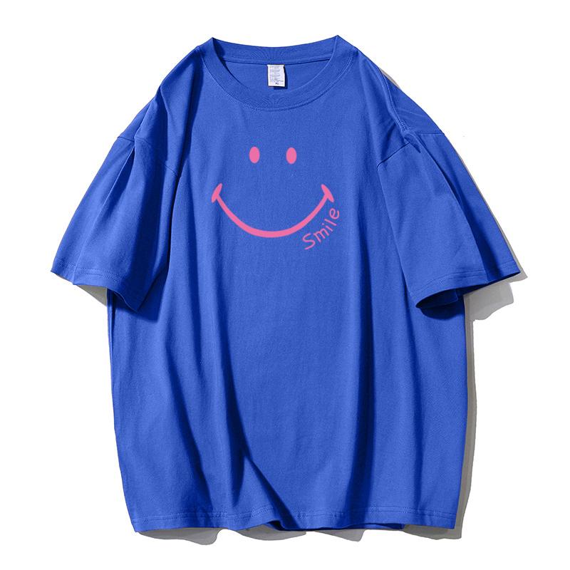Shellsuning Smiley Gesicht Bedruckte T-shirts 2023 Sommer Neue Übergroßen Casual Oansatz Kurzarm Baumwolle Tees Weibliche Mode Alle-spiel harajuku Grundlegende Tops