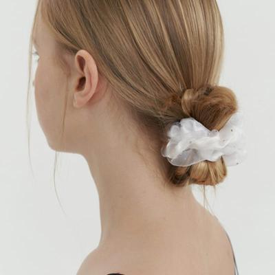 Mesh Layered Scrunch - White