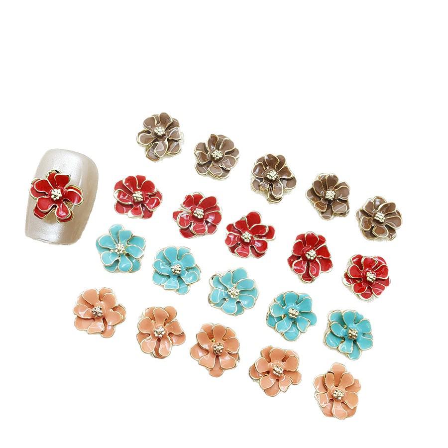 Camellia Drip Oil Gold-Edged 3D Flower Nail Art Decoration