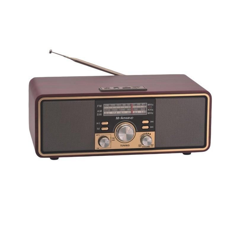 Wooden Retro Bluetooth Speaker  Home Dual Speaker Plug-in Radio