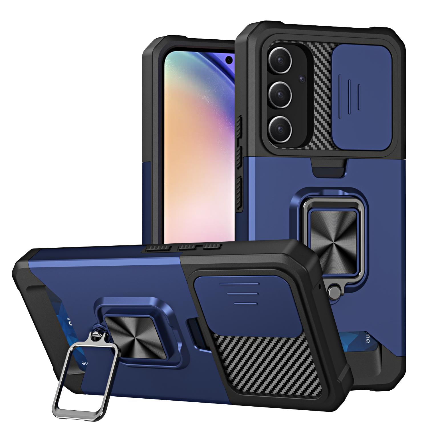 

Чехол-подставка для Samsung Galaxy A15 5G A25 A35 A55 A14 A34 A54 A13 A33 A53 чехол для карты слот кольцо держатель бизнес полная защита чехол For Samsung A35 5G синий