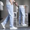 Pantaloni da uomo in denim casual dritti e slim di nuova moda, pantaloni maschili morbidi e comodi