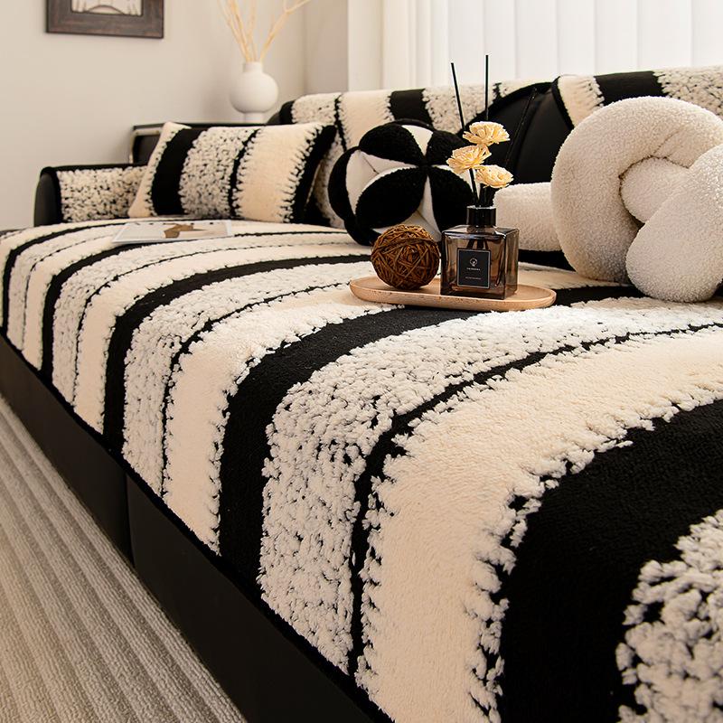 Simple  New Autumn And Winter Plush Leather Sofa Cushion Cover Cloth Towel Non-Slip Cover Thickened Seat Cushion Anti-Cat Claws
