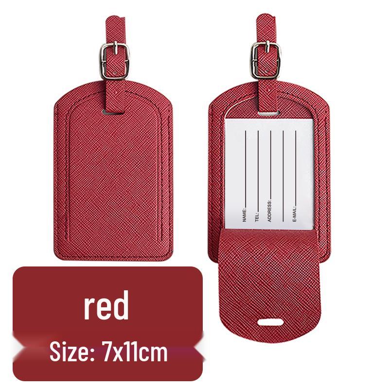 Leather Cross Pattern Luggage Tag - Customizable LOGO, 6 Colors, Business Style with Signature Inner Paper