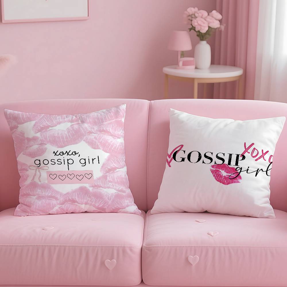 Classic Movie G-Gossip Girls Pillow Case Anti-Dustmite Pillowcase Invisible Zipper Silky Short Plush Sofa Cushion Cover