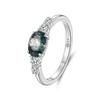WOSTU Natural Moss Agate Ring For Women 925 Sterling Silver Oval Sea Grass Agate Inspired Rings Jewelry Boho Valentine's Gift