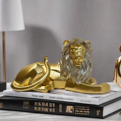 New Geometric Lion Ornaments Living Room Home Entrance Statue Resin Craft Wine Cabinet Desk Decoration