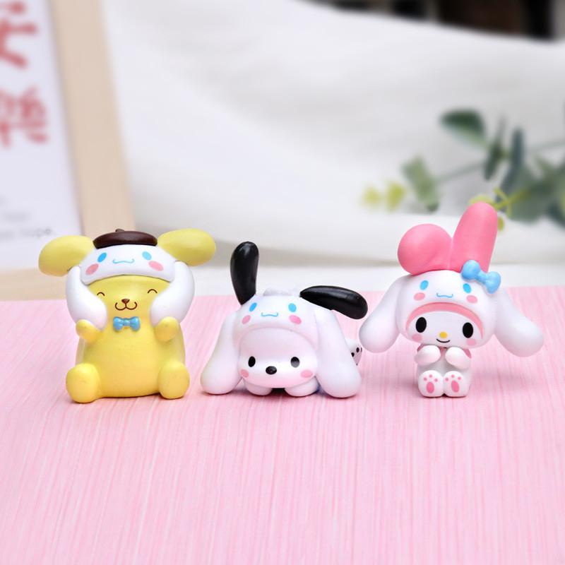 Adorable Sanrio Characters Cute Cartoon Kuromi My Melody Cinnamoroll Figure Toys Set
