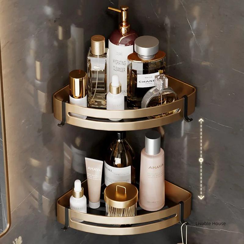 Gold Bathroom Shelf Hook Toilet Paper Holder Toilet Brush Towel Holder Space Aluminum Bathroom Hardware Set Bathroom Accessories
