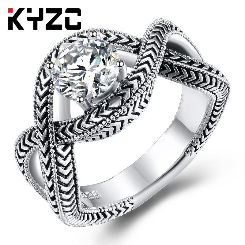 8 Character Retro Pattern Round Zircon Ring, Ring, Ring