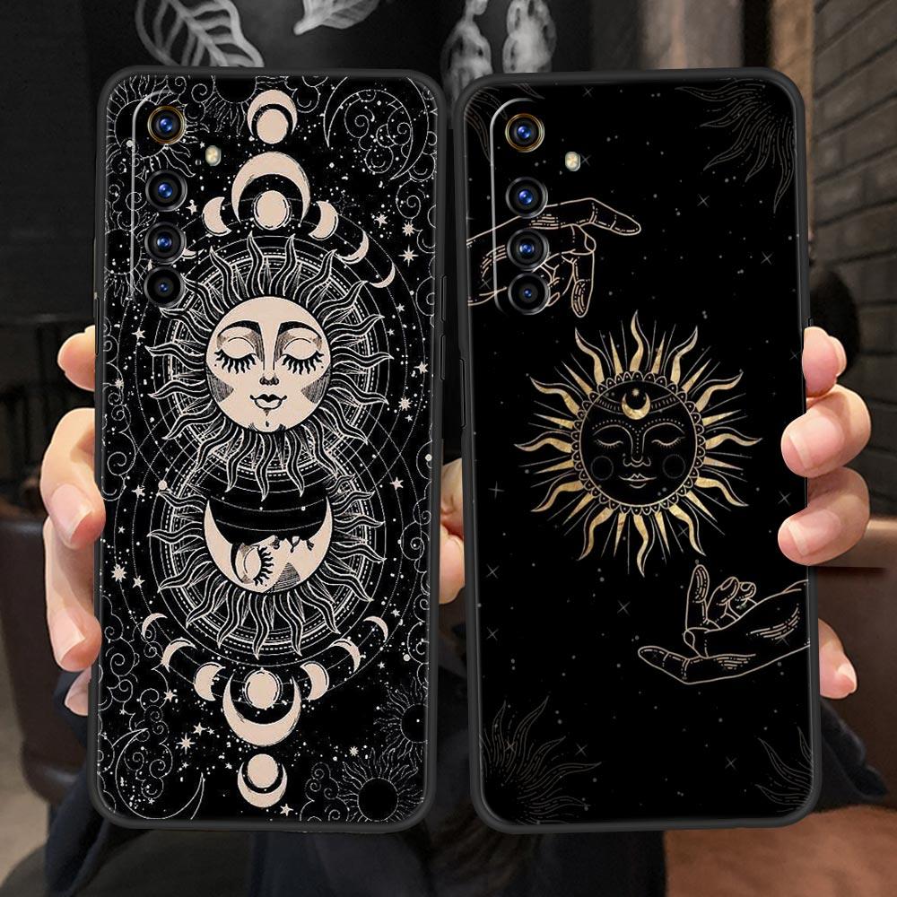 Funny Sun Moon Angel Eyes Phone Case For Realme 10 9 8 5G 7 6 GT2 Pro Plus 9i 8i C21 C11 C25 C35 GT Neo 2 3 3T Soft Black Cover
