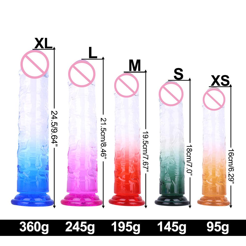 Transparent Two-Color Glass Dildo Simulation Penis Female Mixed Color Masturbation Devices Adult Sex Product