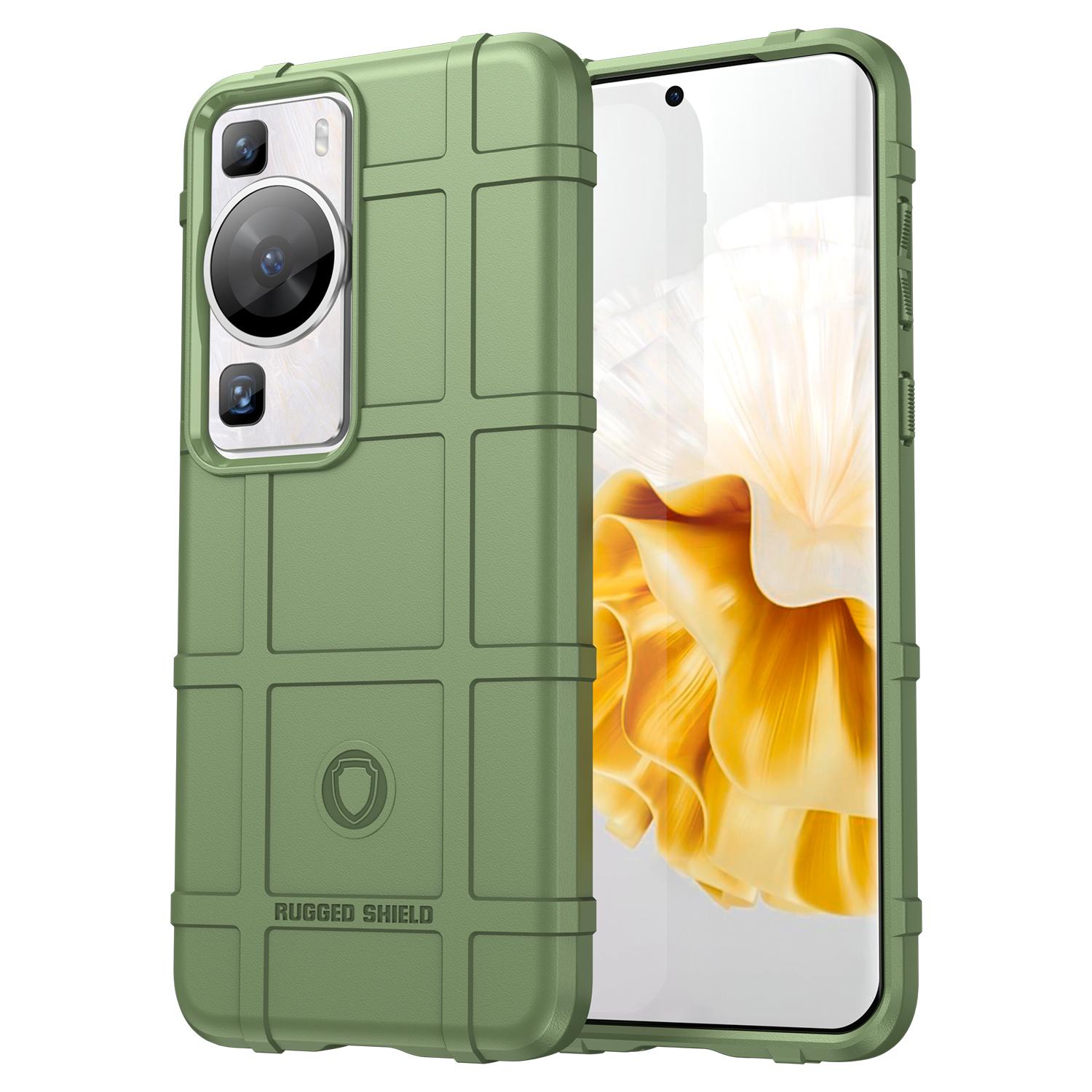 

For Huawei P60/P60 Pro Square Grid Texture Phone Case Scratch-resistant Cell Phone Cover Green