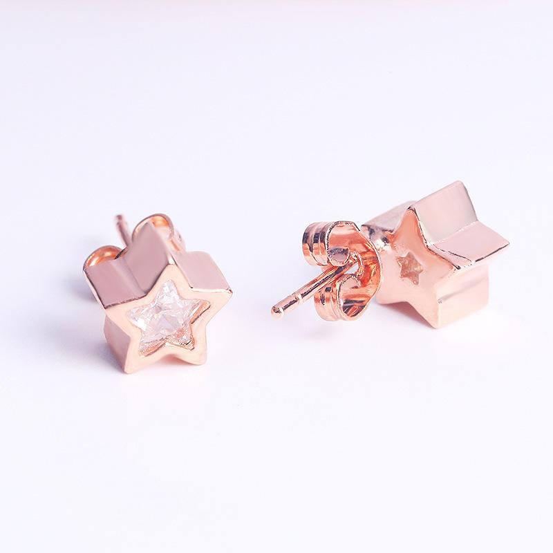 Jewelry Mixed Batch, High-Grade Aaa Zircon Rose Gold Stud Earrings, Flower Earrings.