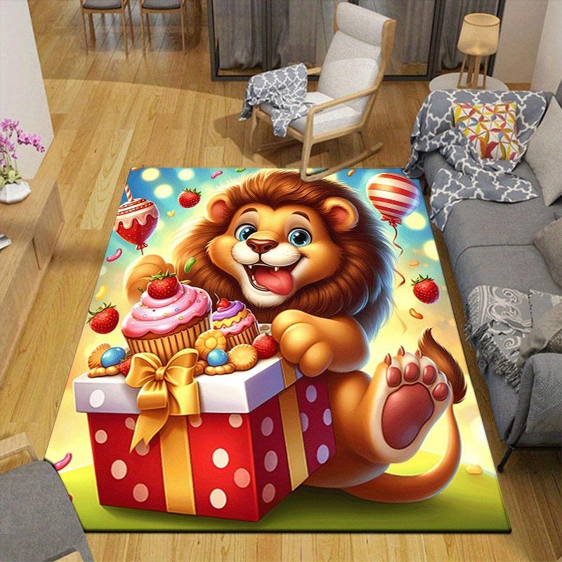 1 Stück Löwe mit Süßigkeiten-Design Teppich - Weich, Rutschfest und Langlebig Gaming-Zimmer Dekor für Schlafzimmer