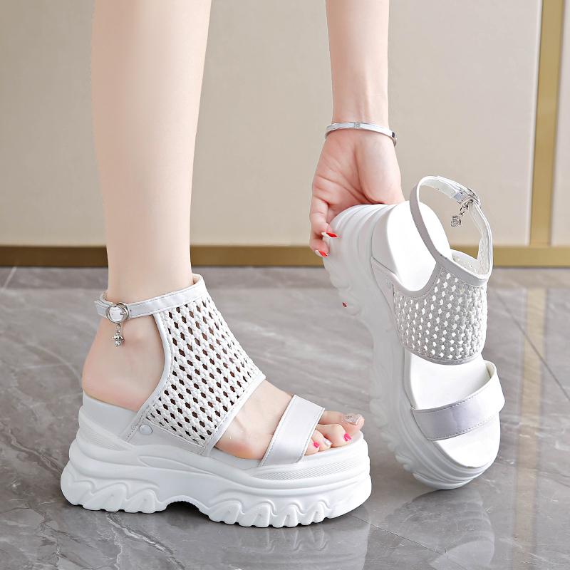 Fashion 9.5CM Women Summer Sandals Open Toe Woven Platform Wedge Sneakers Slippers 2025 Women Casual Shoes Beach Sandálias Das Mulheres