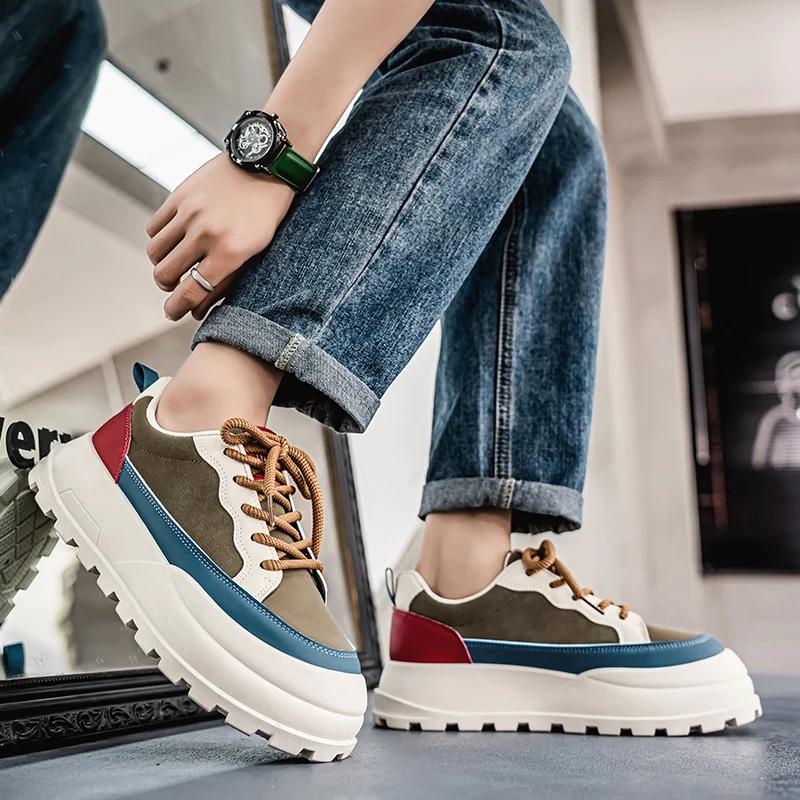 High Quality New Men's Chunky Sneakers Non-slip Leisure Sports Shoes for Men New Wear-resistant Platform Shoes Zapatillas Hombre