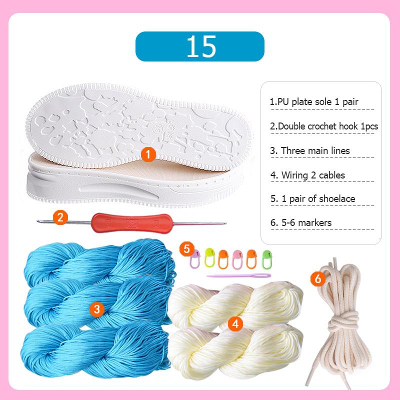 DIY Shoes Crocheted Material Hand-woven Summer Hook Soles Anti-kick Rubber Soles+Hollow Line Knitted Slippers Short Boots