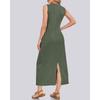 Women's Fashionable Color V Neck Sleeveless Vest Dress A-line Beach Dress