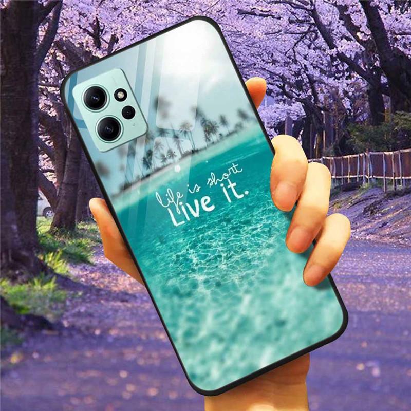 For Xiaomi Redmi Note 12 4G 2023 Case Tempered Glass Starry Marble Hard Back Protective Cover for Redmi NOTE 12 Note12 4G Global