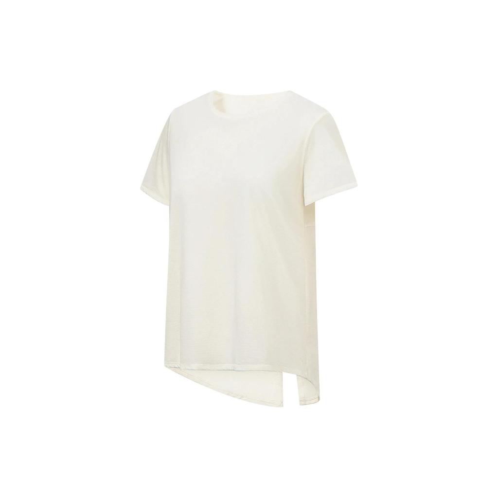 Li Ning Fitness Series Solid Color Quick-Dry Ice Feel Loose Short Sleeve T-Shirt Women Tops Off-White ATST226-4