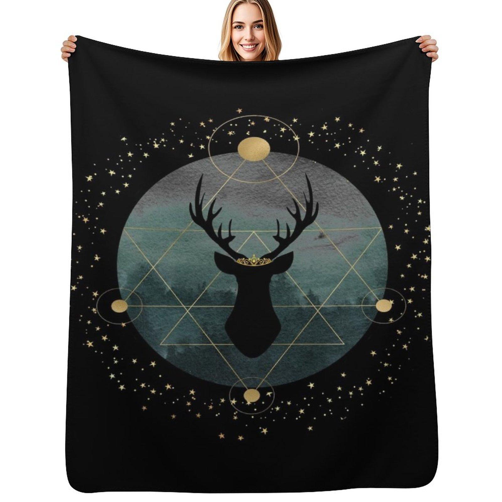 Throne of Glass- Forest Stag Throw Blanket Versatile Cozy Throw Blanket for All Occasions Size: 75*100cm, Weight: 230 GSM
