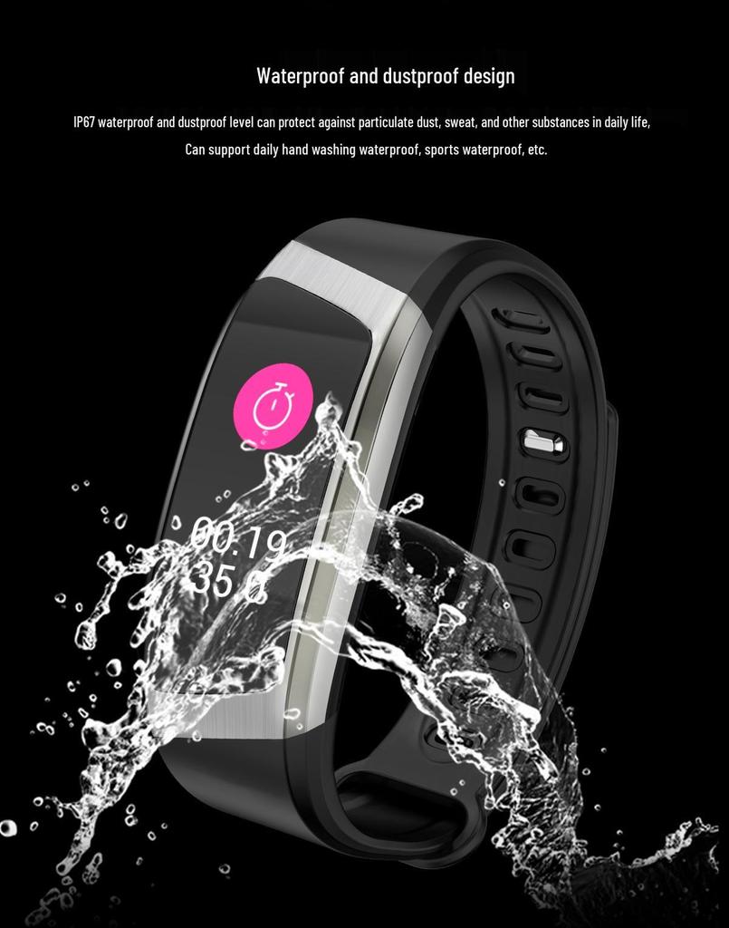 E18 Smart Waterproof Sports Bracelet: Heart Rate, Pedometer & Blood Pressure Monitor for Adults & Children.