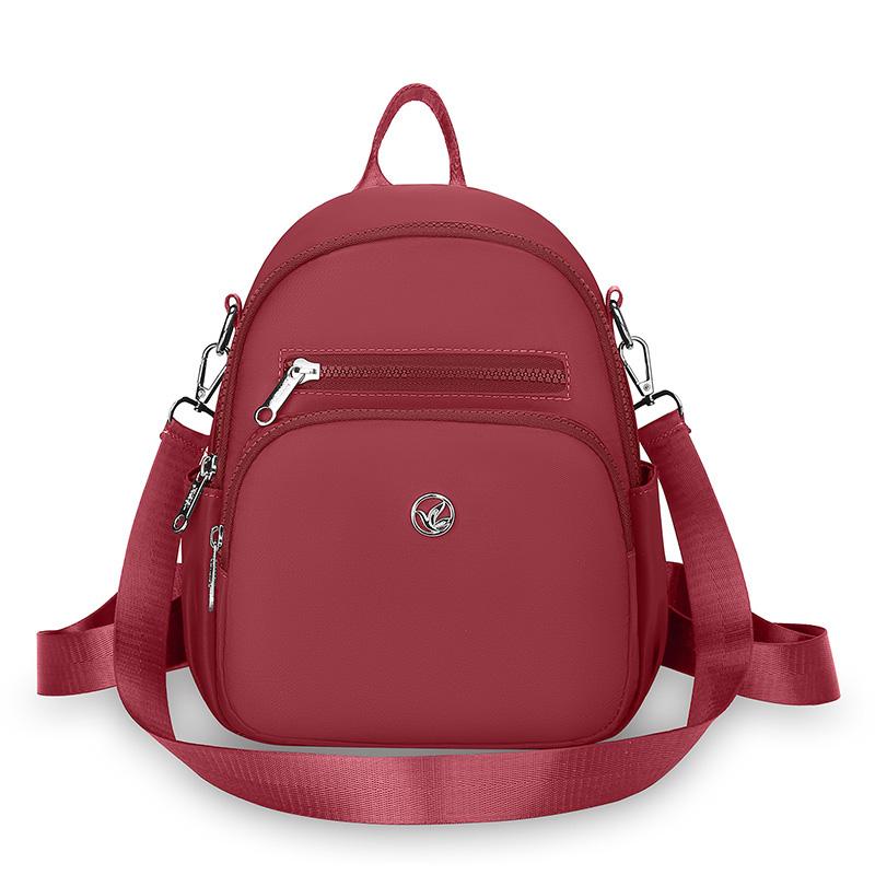 Women's Solid Color Backpack Lightweight Student Schoolbag Multifunctional Crossbody Shoulder Handbag