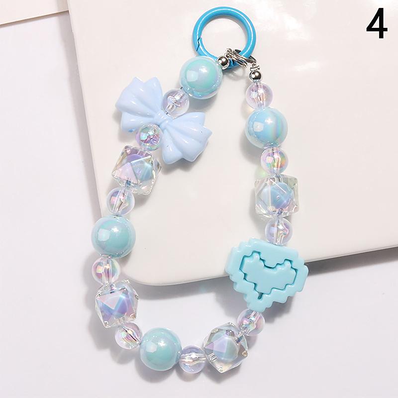 Akrylový Pozlacený Klíčenka Srdíčko Roztomilá Květinová Klíčenka S Korálky Přívěsek Na Tašku Přívěsky Dekorace Pouzdra Na Sluchátka Příslušenství