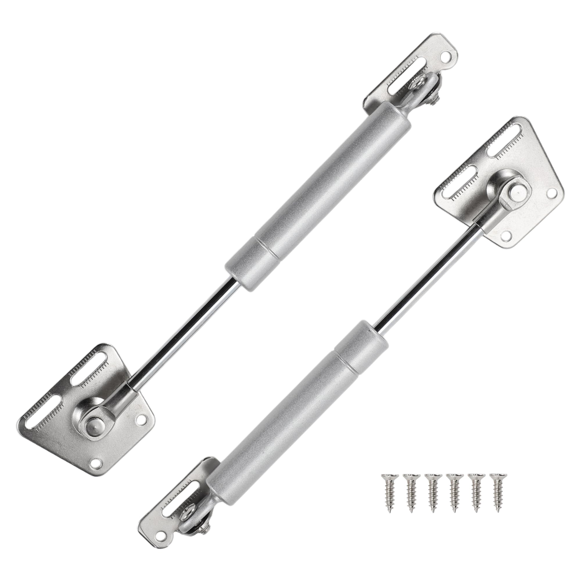 

Motoforti Universal Lift Support Strut Gas Springs, 7 inch/180mm, 18lb/80N/8kg, Carbon Steel, Silver Tone, Set of 2