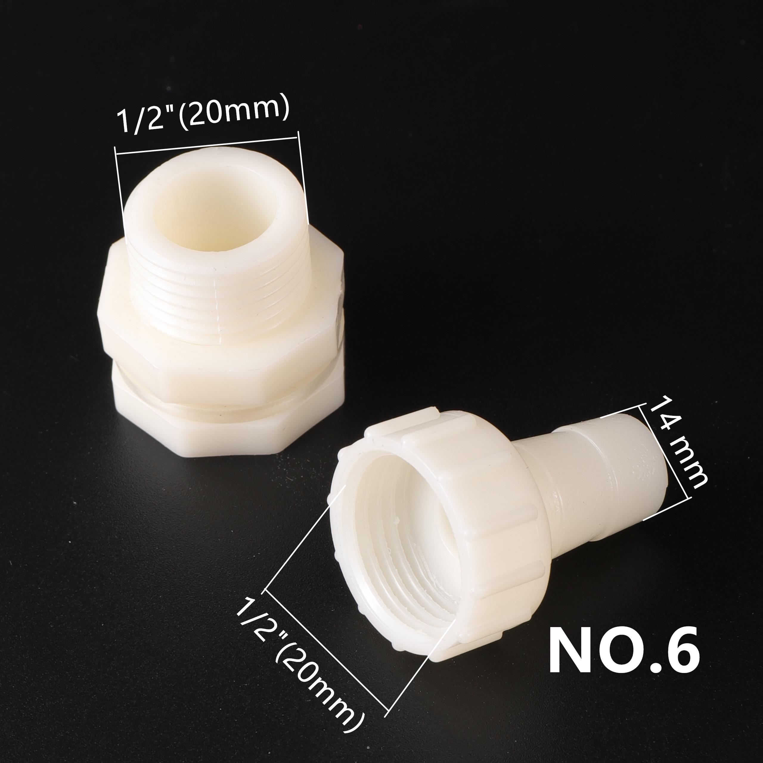 

Соединитель резервуара для воды с наружной и внутренней резьбой 1/2 дюйма, внутренний диаметр 4/6/8/10/12/14/16/20 мм, фитинги для труб, распределительное соединение для подачи воды 14mm