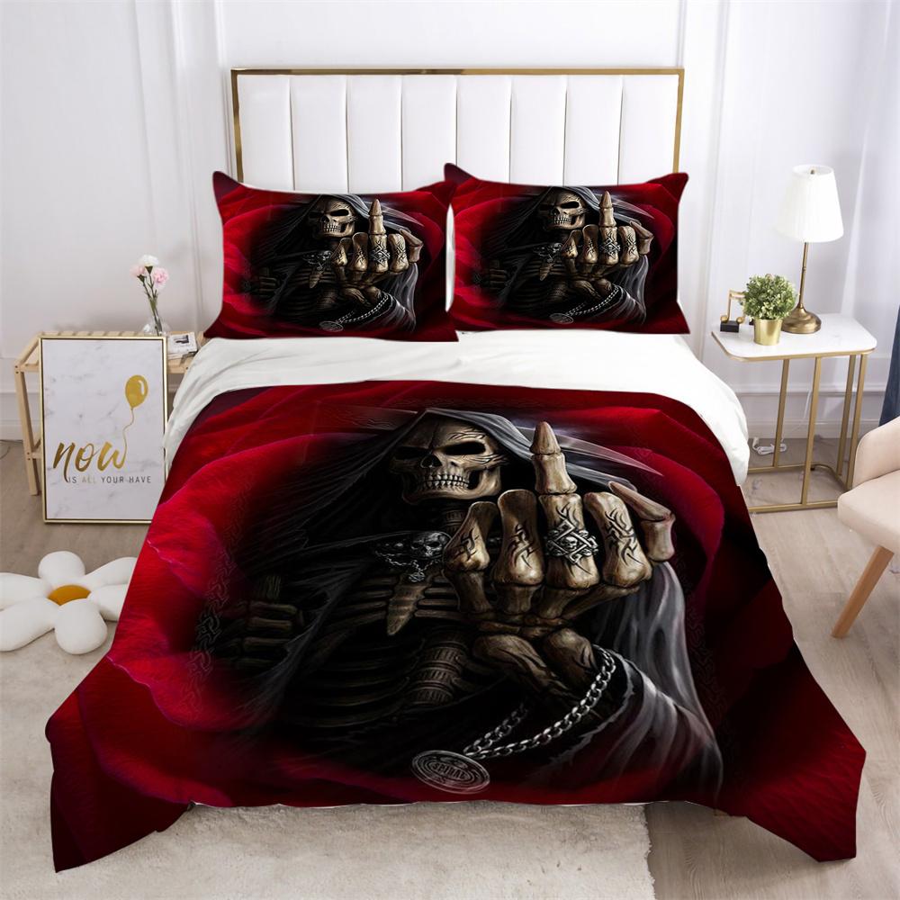 Narzuty na łóżka z nadrukiem czaszki 3D, rozmiar pojedynczy, poliester, projekt pościeli, miękkie, wysokiej jakości tekstylia domowe