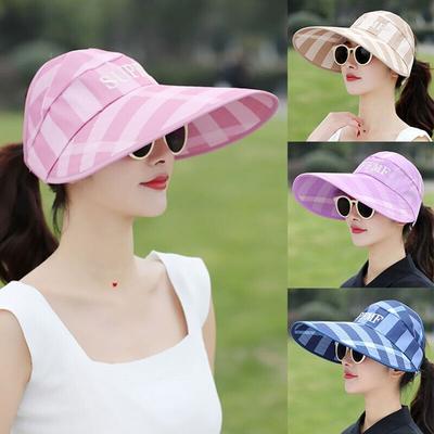 New Summer Casual UV Protection Visor Caps Women Wide Brim Sun Hat Protection Sun Hat Beach Cap