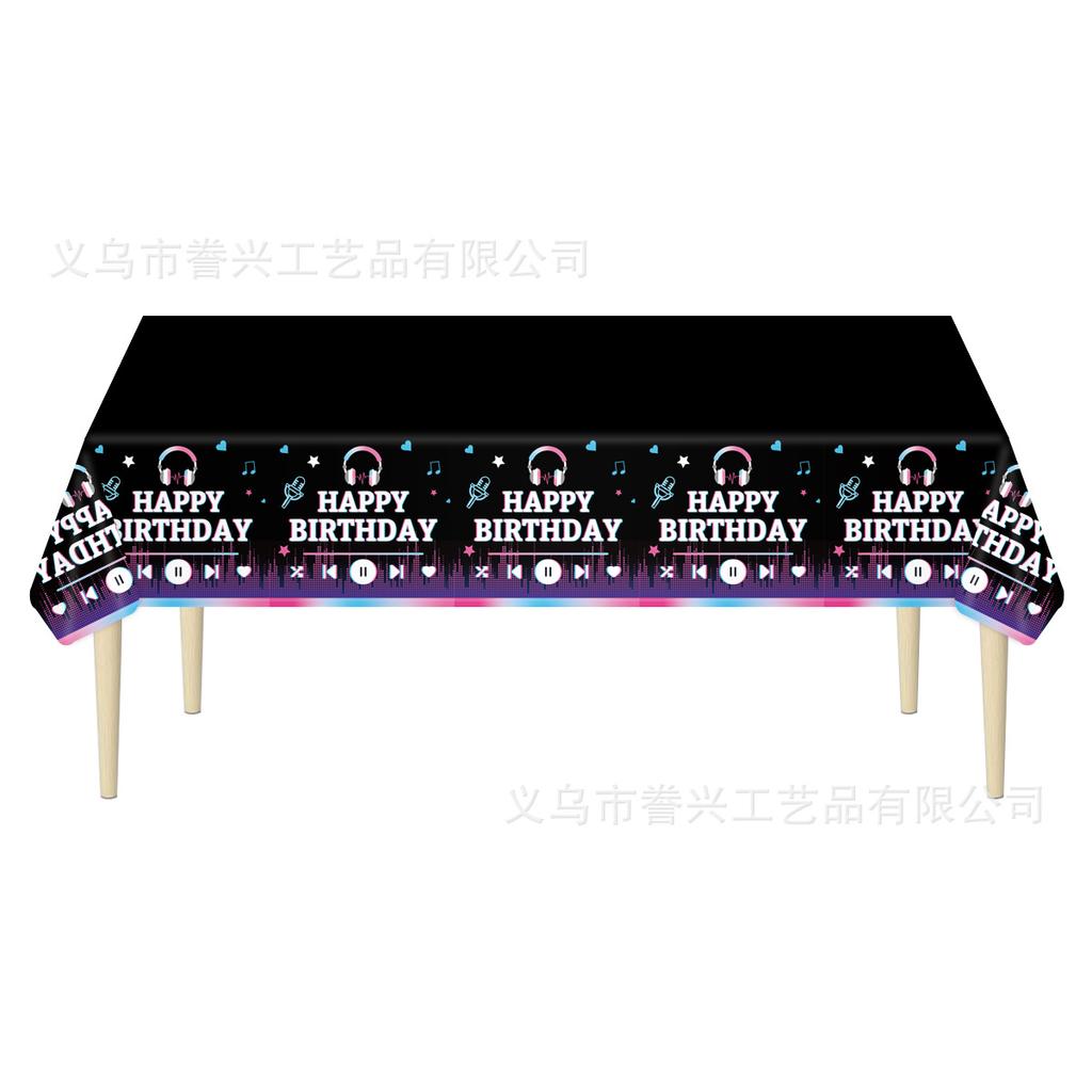 Spot Pe Holiday Party Tablecloth Guitar Building Block Valentine'S Day Disposable Tablecloth Decoration Waterproof And Oil-Proof