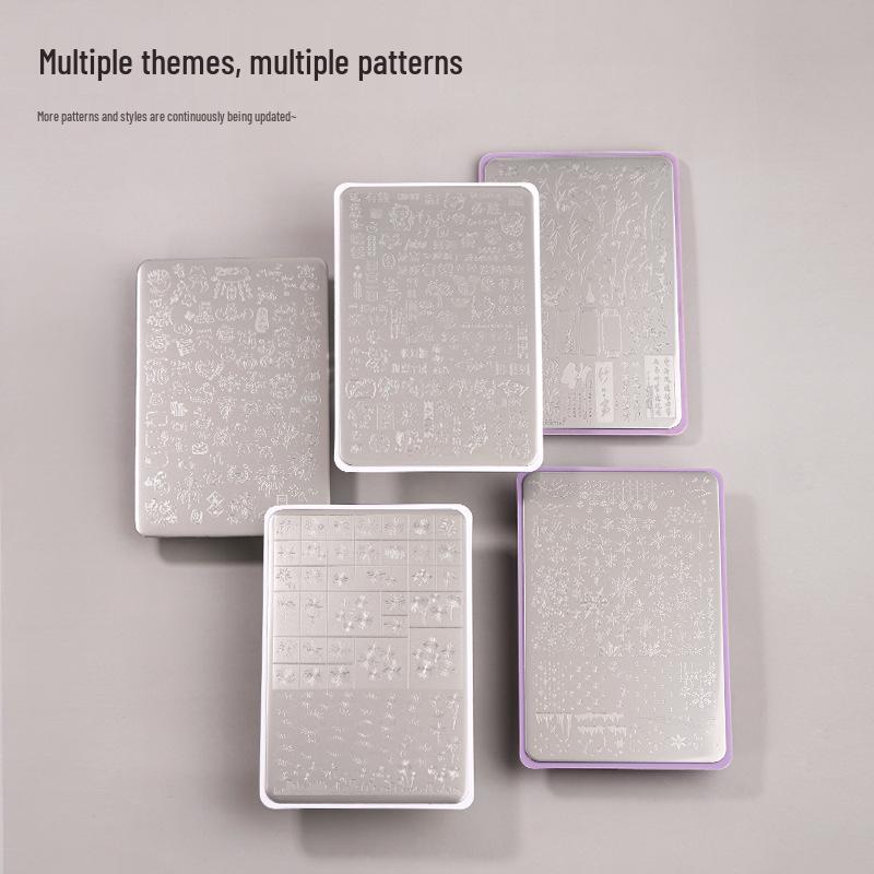 Kaxiwemi Nail Art Steel Plate with Butterfly & Floral Patterns and Silicone Stamper