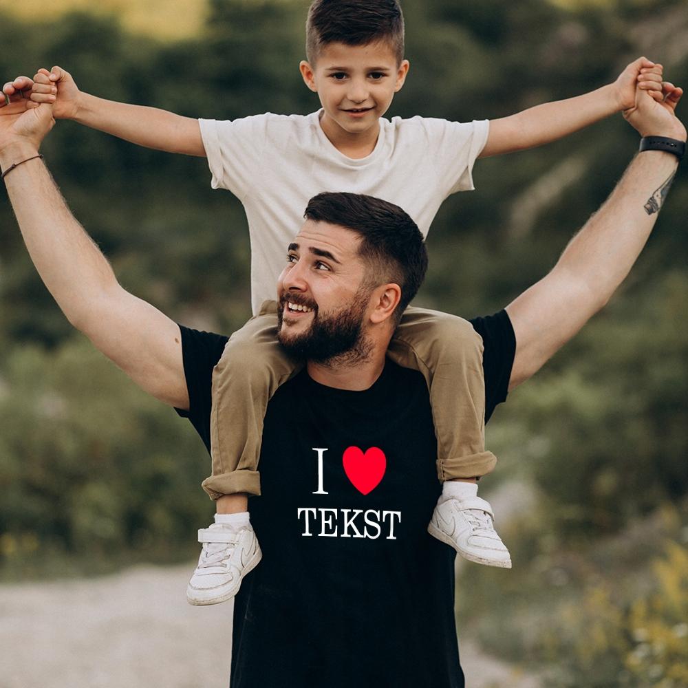 I LOVE + WŁASNY TEKST koszulka męska idealny super prezent na WALENTYNKI XS