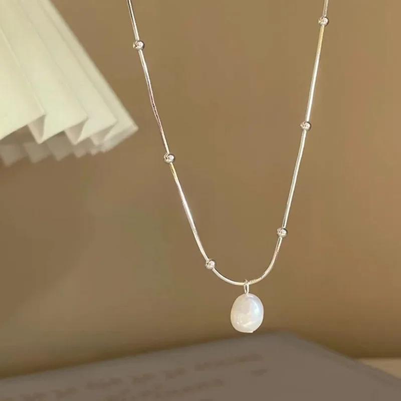 French Baroque Freshwater Pearl Pendant Necklace for Women Personalized Fashion Daily Accessories Party  Birthday Gifts