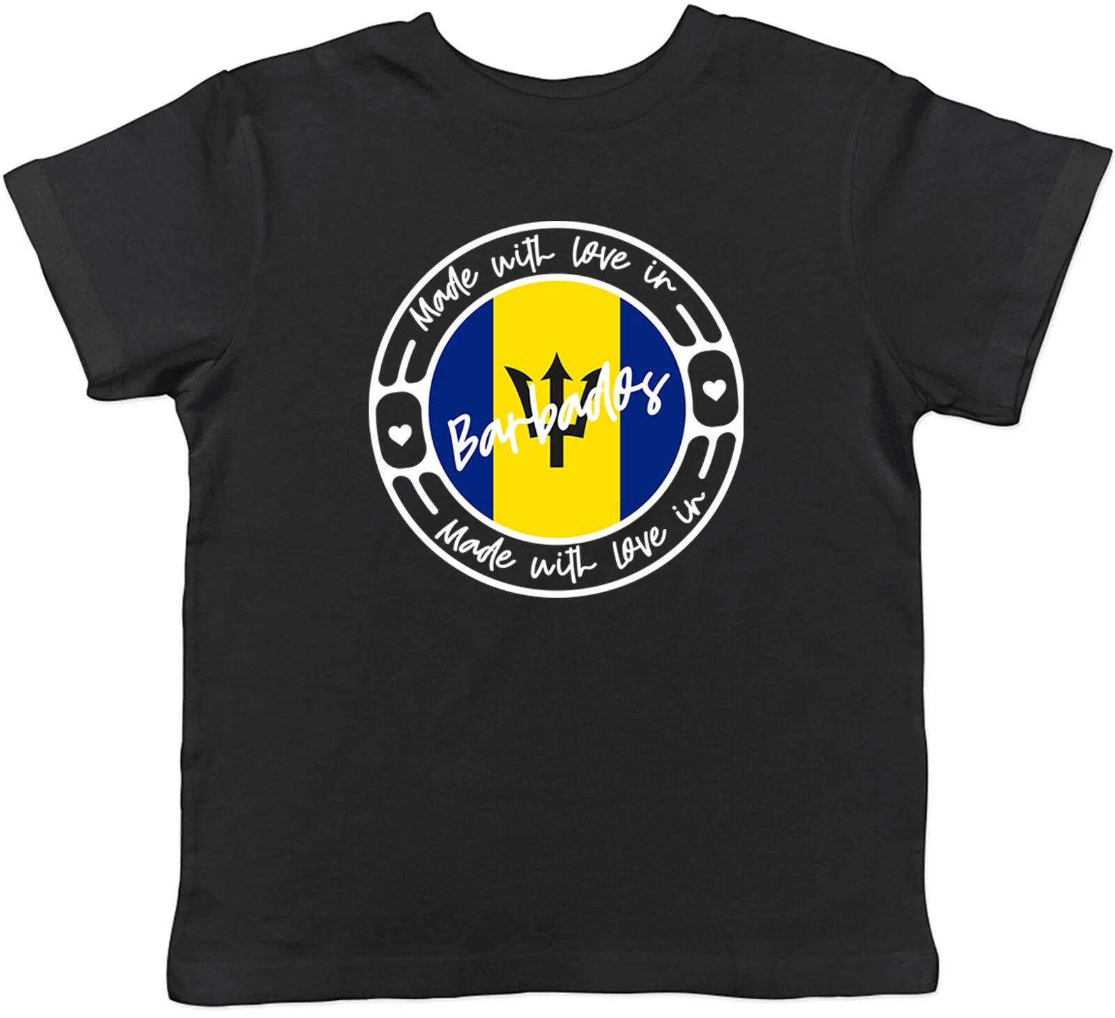 Made With Love In Barbados Country Childrens Kids T-Shirt Boys Girls Gift 100