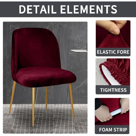 4 Pack Velvet Curved Back Chair Covers Modern Accent Mid Century Short Back Armless Chair Slipcovers for Room Furniture Protector