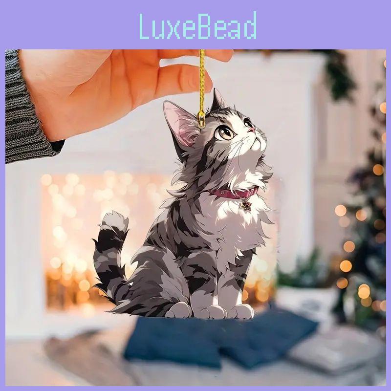 Adorable Acrylic Cat Pendant For Car Interior Decoration Cute Cartoon Style