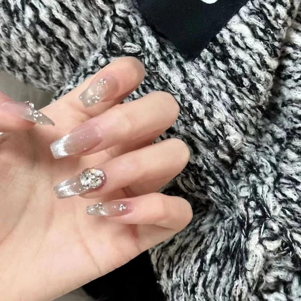 

Чистый ручной работы Нейл-арт Леди Светотерапия Ноготь Кошачий глаз Флэш Нюдовый Градиентный Стиль L