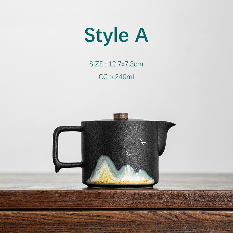 

240 мл Керамический чайник в японском стиле Юаньшань Черная керамика Набор для чая Кунг-фу A