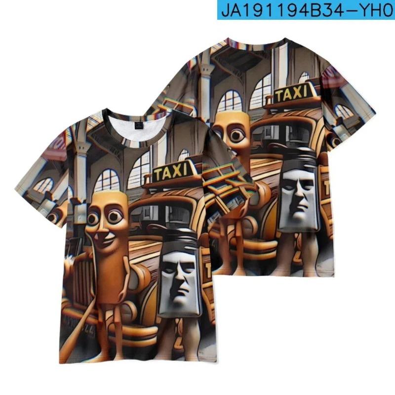 HerSight Tung Tung Tung Sahur Italiaanse Brainrot Cartoon Print T-shirt Heren Sport Ademende Kleding Ronde Hals Korte Mouw T-shirt 5XL