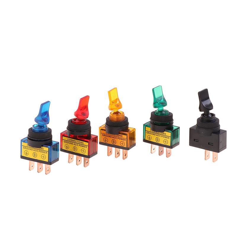 12V Led Toggle Switch 3-Pin 10A 3-Pin Asw-14D Short Handle With Led Lights Waterproof