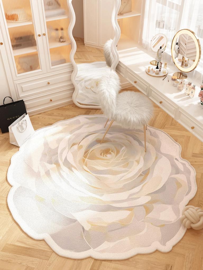 Flower Shape Cloakroom Floor Mat Large Area Luxury Rugs for Bedroom Thick Dresser Rug Nordic Living Room Decoration Plush Carpet