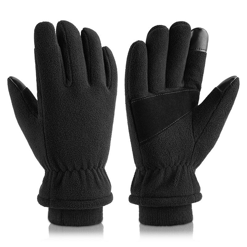 Winter Warm Gloves Fleece Double Thickened Coldproof Gloves Student Riding Electric Bike Bike Fleece Gloves